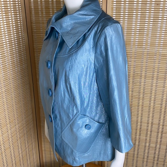 🔷Tribal Blue 3/4 Sleeve Chunky Button Collared Lined Jacket
Size 10 - Picture 3 of 7